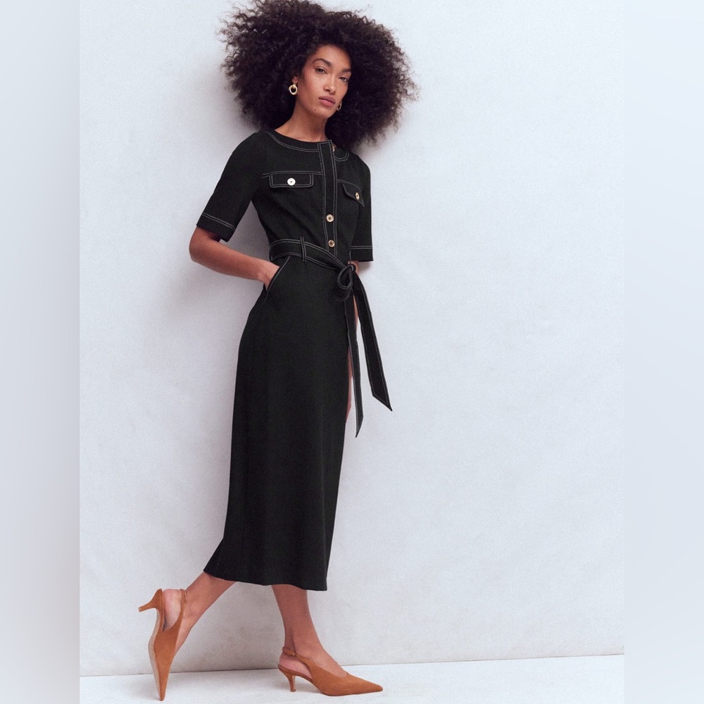 NWT Boden Bria Ponte Midi Dress in Black